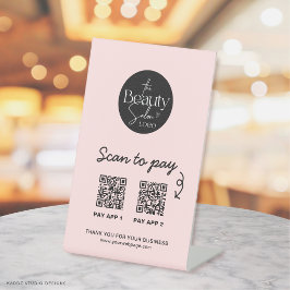 Roze Betaal Logo QR Code Scan Om Te Betalen Reclamebord Met Voetstuk