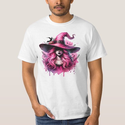 Roze betoverde heks - Halloween Art Print T-shirt (Voorkant)