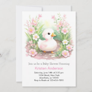 Roze betoverde Wildflower Duck Meisje Baby shower Kaart