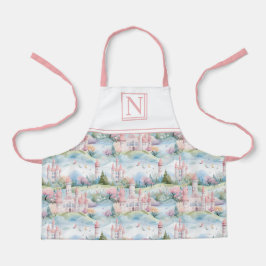 Roze betoverend kasteellandschap - Gepersonaliseer Schort