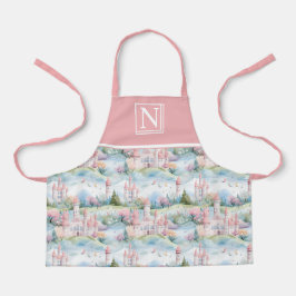 Roze betoverend kasteellandschap - Gepersonaliseer Schort