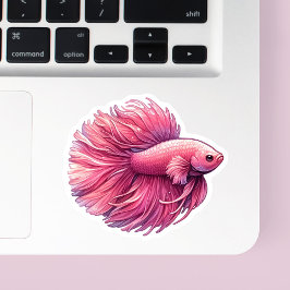 Roze Betta Fish Sticker