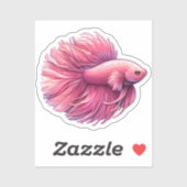 Roze Betta Fish Sticker (Vel)