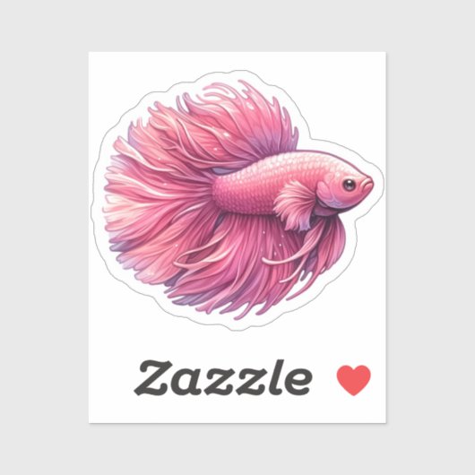 Roze Betta Fish Sticker (Vel)