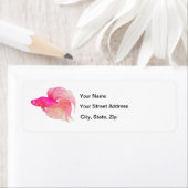 Roze Betta Fish Waterverf Etiket (Insitu)