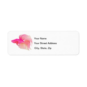 Roze Betta Fish Waterverf Etiket