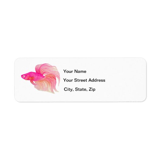 Roze Betta Fish Waterverf Etiket (Voorkant)
