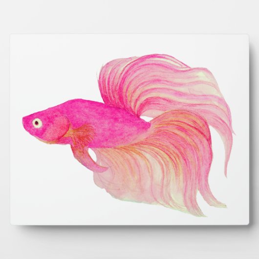 Roze Betta Fish Waterverf Fotoplaat (Voorkant)
