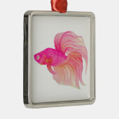 Roze Betta Fish Waterverf Metalen Ornament (Rechts)