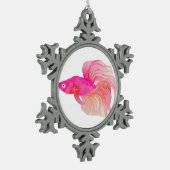 Roze Betta Fish Waterverf Tin Sneeuwvlok Ornament (Links)