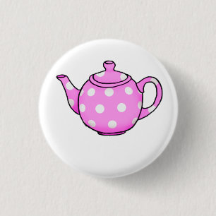 Roze Betty Teapot Square Sticker Ronde Button 3,2 Cm