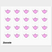 Roze Betty Teapot Vierkante Sticker (Vel)