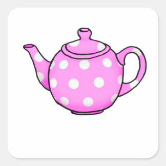 Roze Betty Teapot Vierkante Sticker