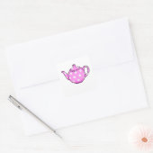 Roze Betty Teapot Vierkante Sticker (Envelop)