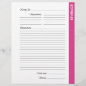 Roze BEVERAGE tweezijdige Recipe Pages (Voorkant)