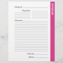 Roze BEVERAGE tweezijdige Recipe Pages
