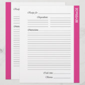 Roze BEVERAGE tweezijdige Recipe Pages (Voorkant / Achterkant)