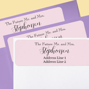 Roze Bewaar De Datum Aangepaste Naam Retouradres Etiket