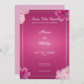 Roze Bewaar de datum Bruiloft Elegant Modern Kaart (Voorkant / Achterkant)