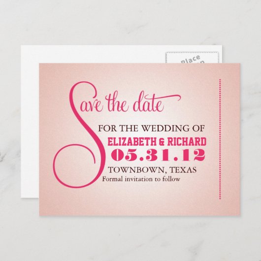 Roze  Bewaar de datum Zoete briefkaarten (Voorkant / Achterkant)