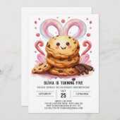 Roze bewerkbare chocoladekoekjes Verjaardag Kaart (Voorkant / Achterkant)