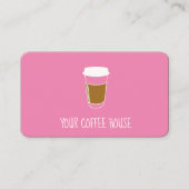 Roze, bewerkbare koffie, taafband klantenkaartje (Voorkant)