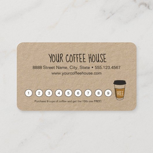 Roze, bewerkbare koffie, taafband klantenkaartje (Achterkant)