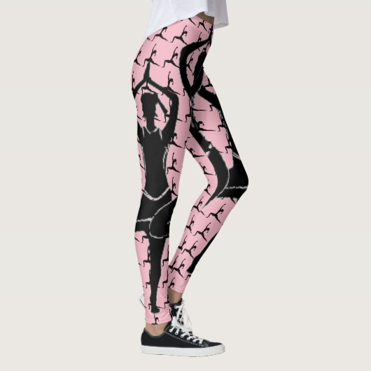 Roze bewerking Yoga Pose Silhouette Leggings (Rechts)