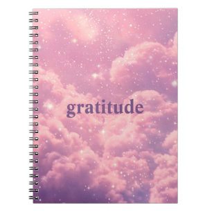Roze bewolkt esthetisch dankbaarheidsdagboek notitieboek