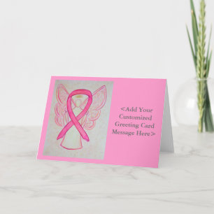 Roze bewustmaking Ribbon Angel - Aangepaste kaarte Kaart