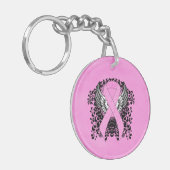 Roze Bewustmakingslint aan met Wings Sleutelhanger (Voorkant Links)
