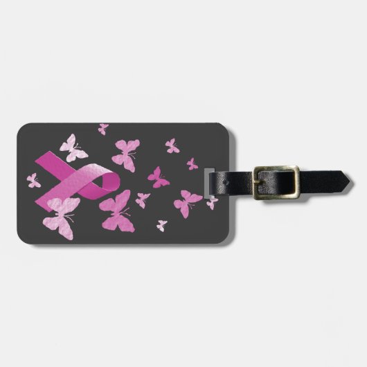 Roze bewustmakingslint bagagelabel (Voorkant horizontaal)