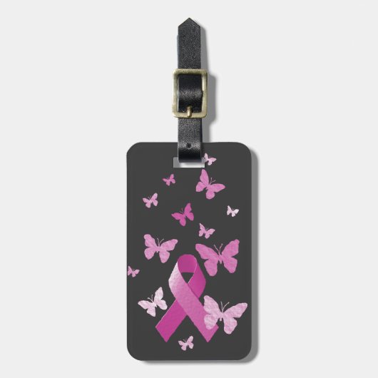 Roze bewustmakingslint bagagelabel (Voorkant verticaal)