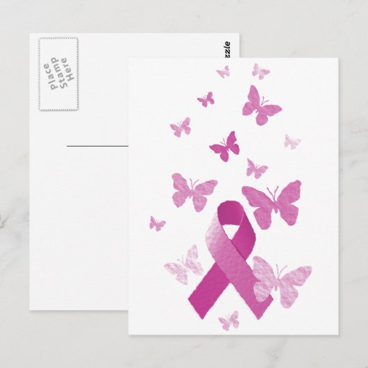 Roze bewustmakingslint briefkaart (Voorkant / Achterkant)