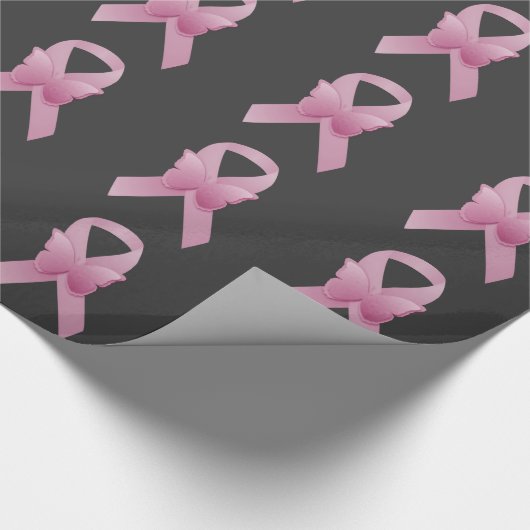 Roze bewustmakingslint cadeaupapier (Hoek)