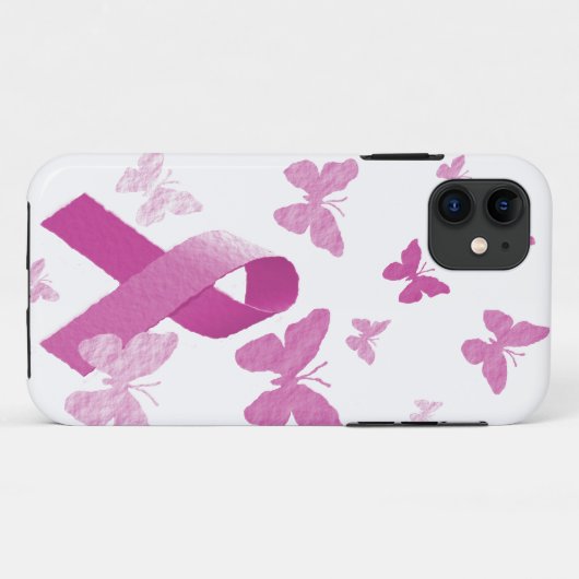 Roze bewustmakingslint Case-Mate iPhone case (Achterkant (horizontaal))