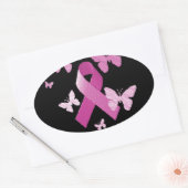Roze bewustmakingslint ovale sticker (Envelop)