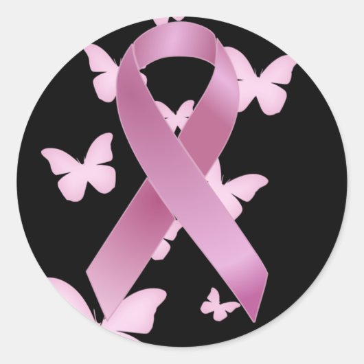 Roze bewustmakingslint ronde sticker (Voorkant)