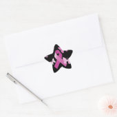 Roze bewustmakingslint ster sticker (Envelop)