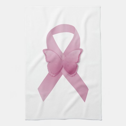 Roze bewustmakingslint theedoek (Verticaal)