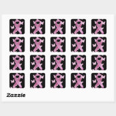 Roze bewustmakingslint vierkante sticker (Vel)