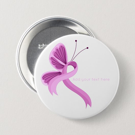 Roze bewustwording Button lint-butterfly (Voorkant /achterkant)