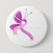 Roze bewustwording Button lint-butterfly (Voorkant)