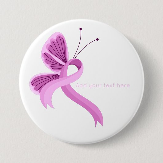 Roze bewustwording Button lint-butterfly (Voorkant)