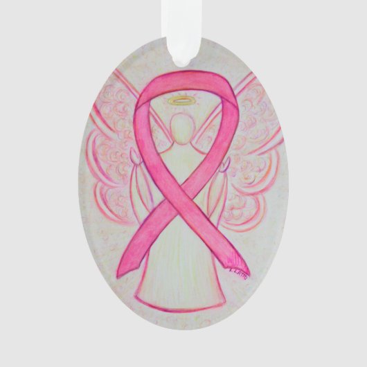 Roze bewustwording Ribbon Angel Ornament Pendant (voorkant)