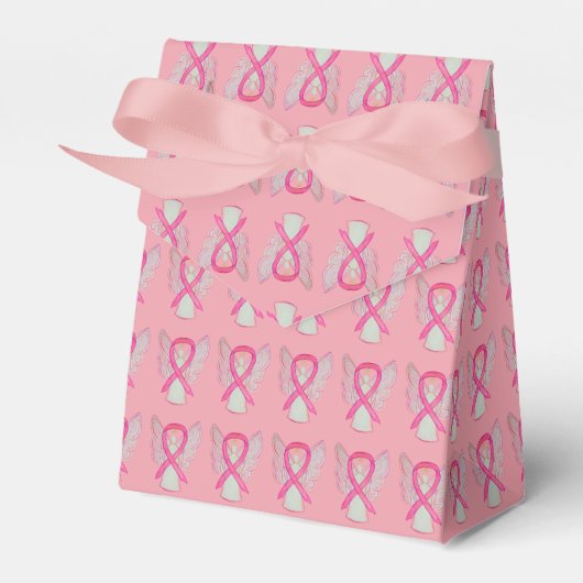 Roze bewustwording Ribbon Angel Party Favor Boxes Bedankdoosjes (Voorkant Zijde)