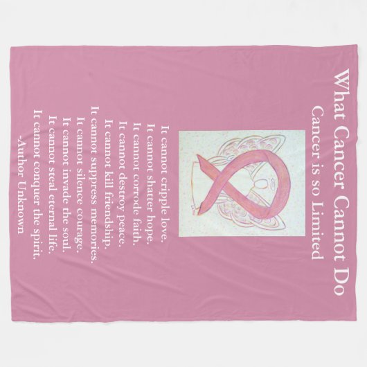 Roze bewustwording Ribbon Cancer Angel Chemo Blank Fleece Deken (Voorkant (Horizontaal))