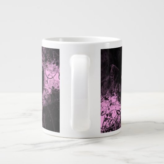 Roze bewustwording Ribbon Grunge Heart Grote Koffiekop (Achterkant)