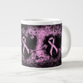 Roze bewustwording Ribbon Grunge Heart Grote Koffiekop (Voorkant rechts)