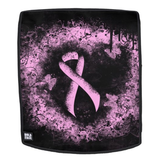 Roze bewustwording Ribbon Grunge Heart Rugtassen (Verwijderbaar gezicht)